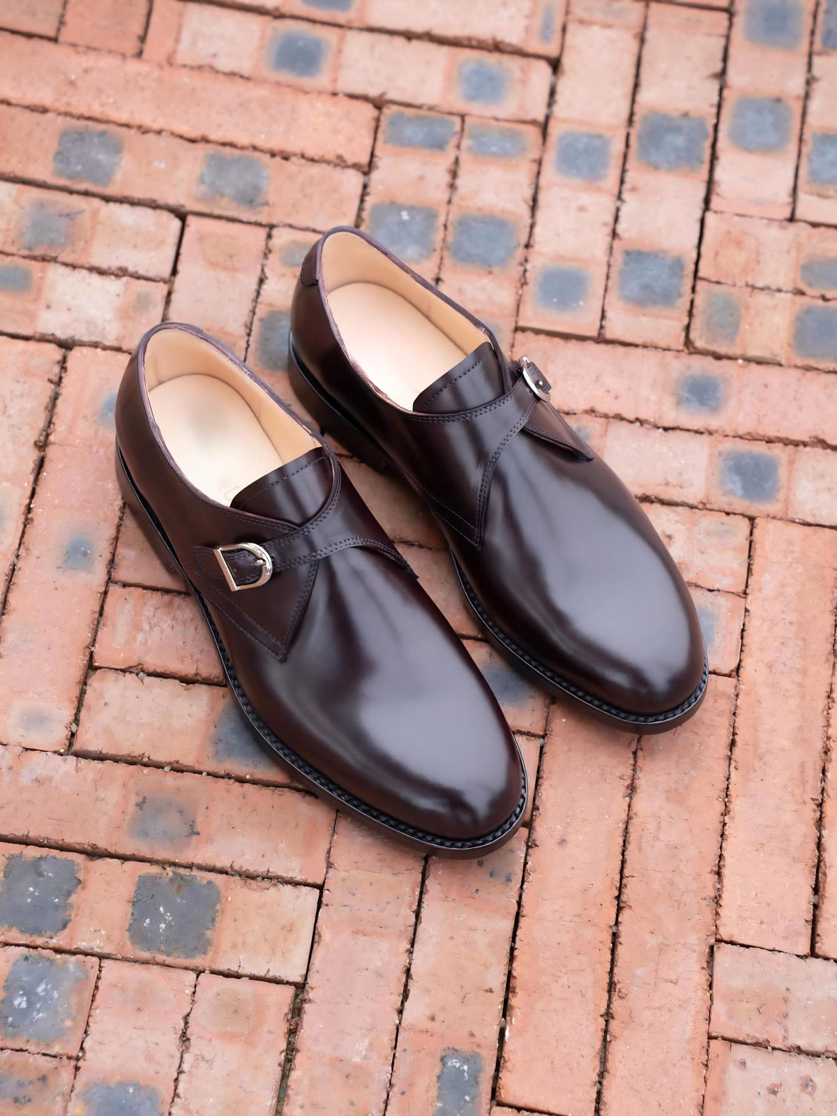 Handmade Brown single Monk leather Shoes Mens leather shoes, wedding shoes
