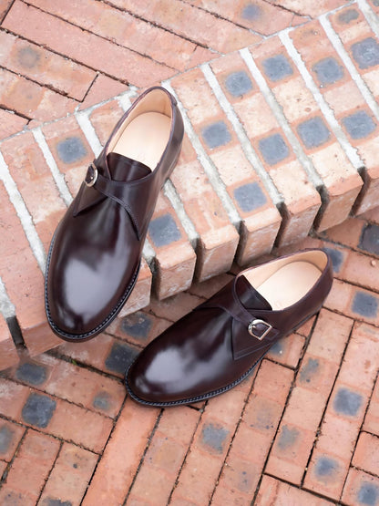 Handmade Brown single Monk leather Shoes Mens leather shoes, wedding shoes