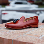 Burgundy Tassel Loafers Men | Handmade Leather Loafers | Mens Dress Shoes | Luxury Slip On Shoes | Formal Wedding Shoes