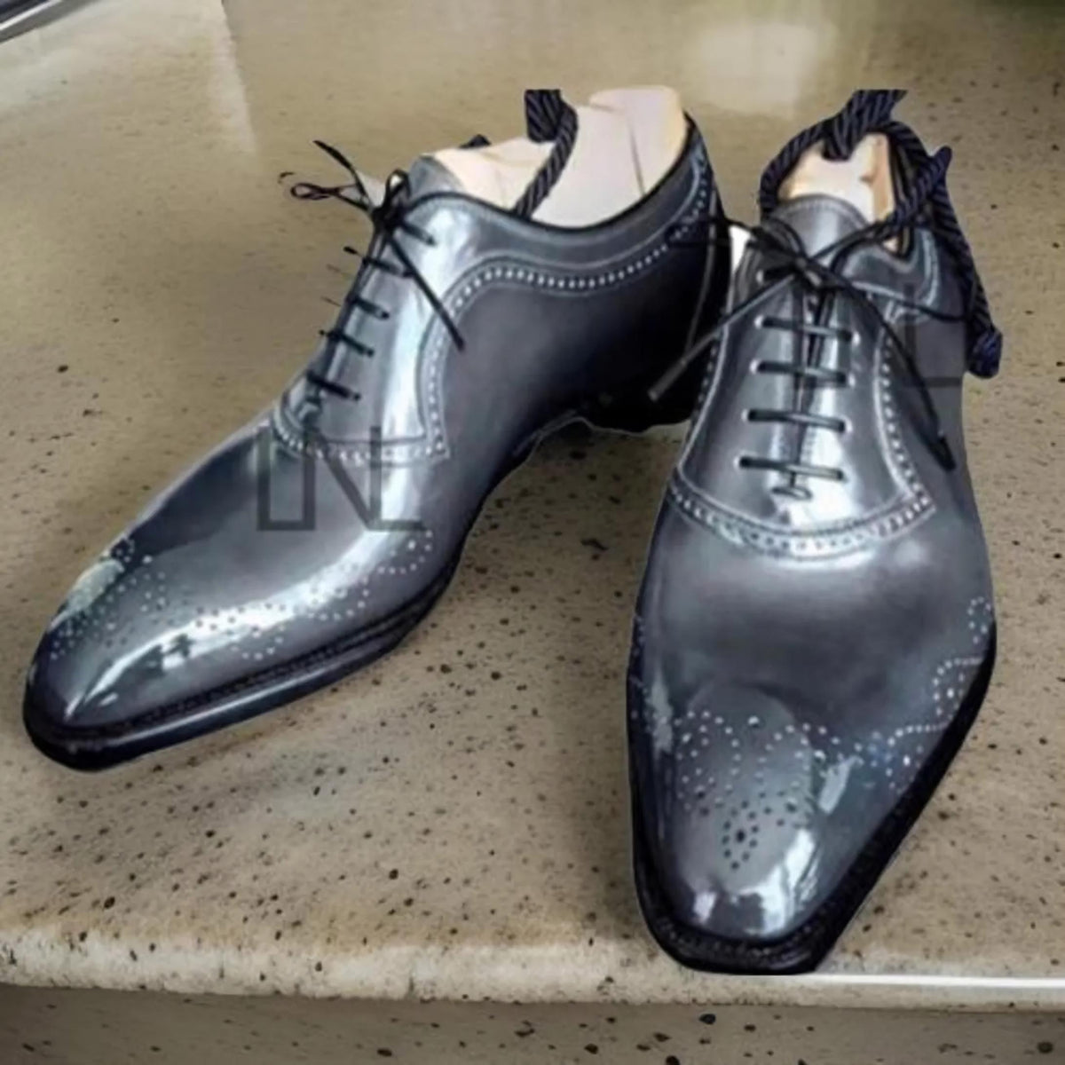 Handmade Men's Gray Oxford Brogue Leather Shoes | Luxury Formal mens Dress Shoes | wedding footwear