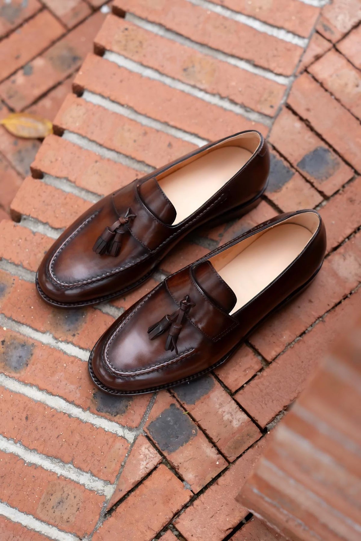 Handmade Brown Tassel Loafers for Men's Slip On Shoes, Luxury Formal leather Loafers
