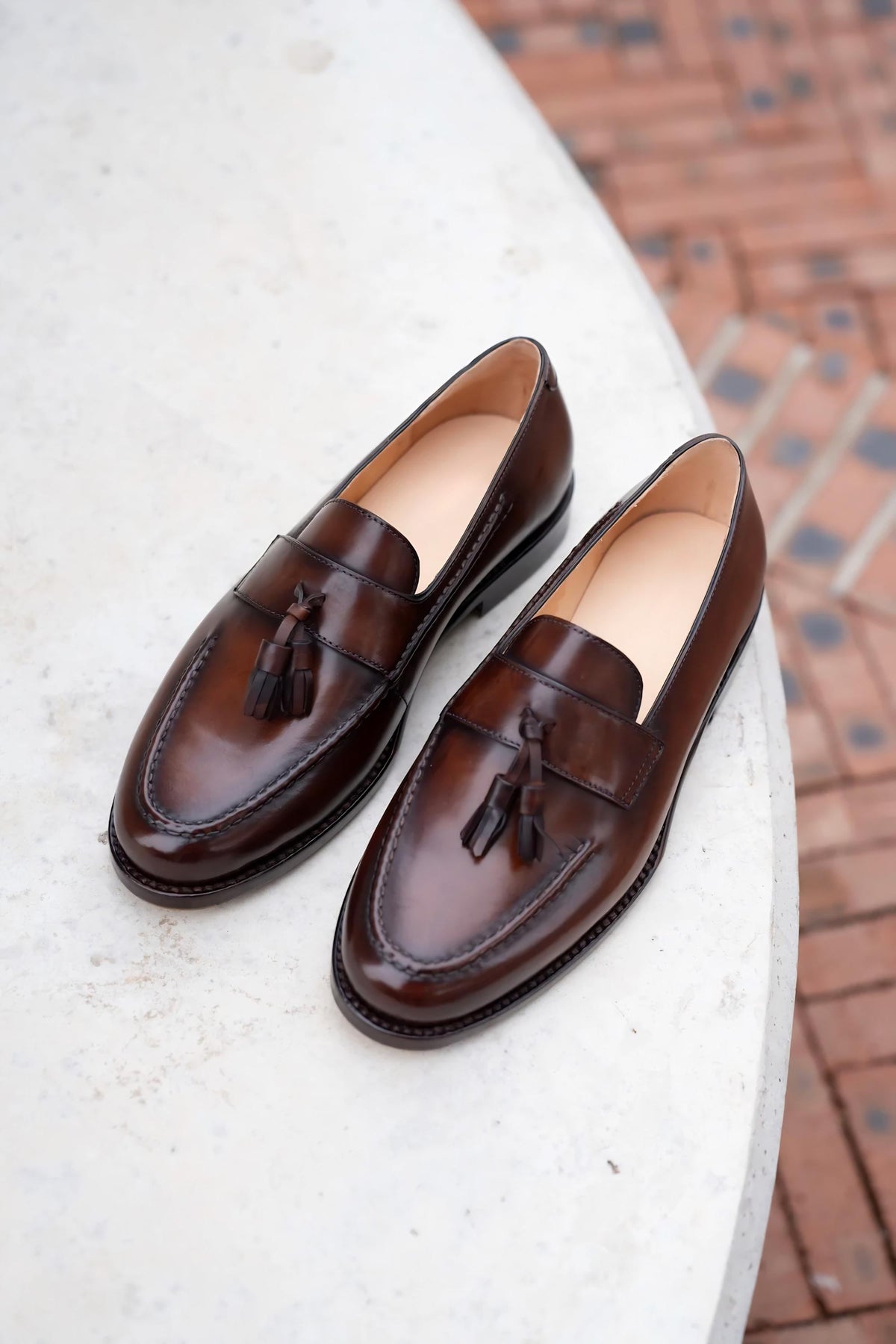 Handmade Brown Tassel Loafers for Men's Slip On Shoes, Luxury Formal leather Loafers