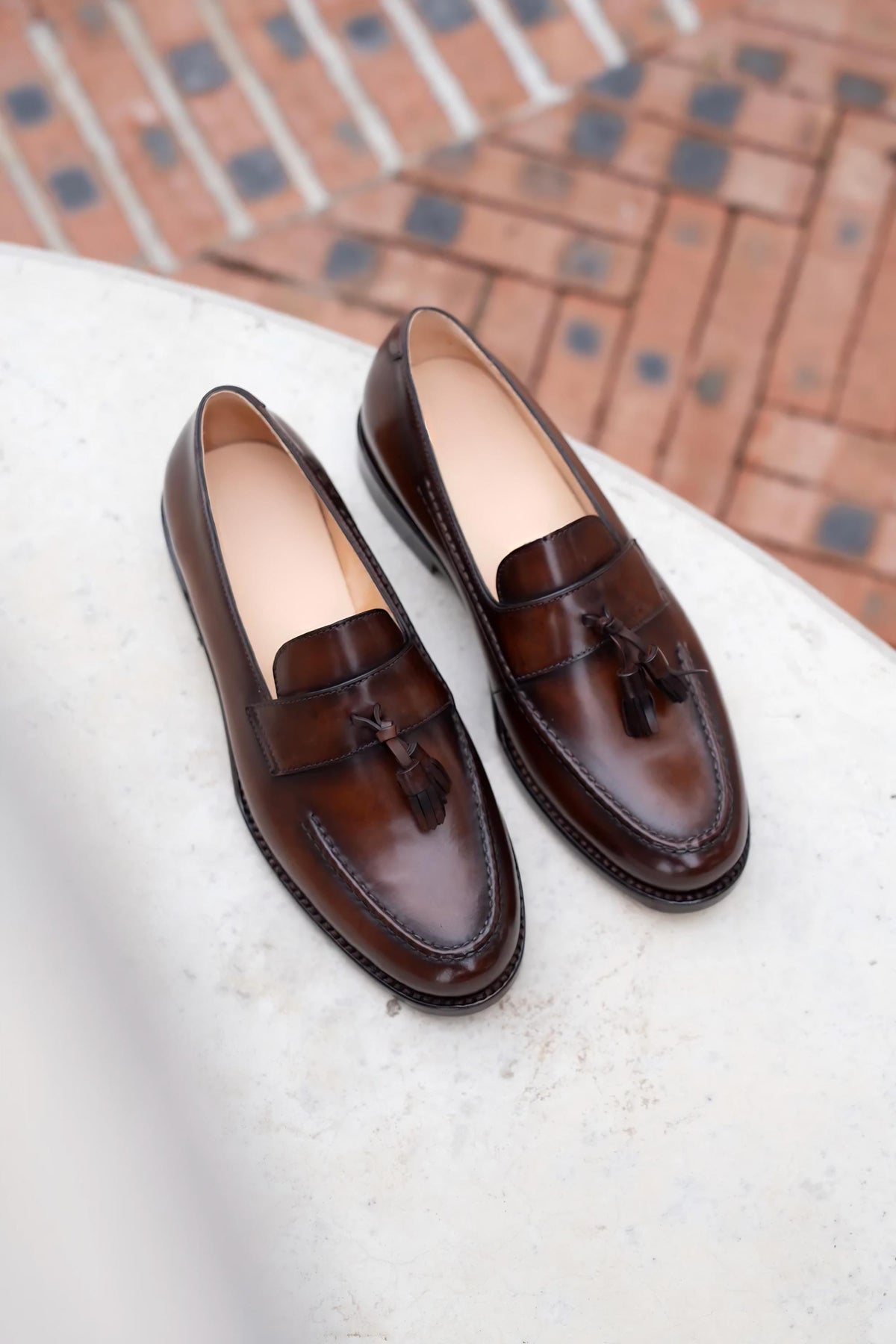 Handmade Brown Tassel Loafers for Men's Slip On Shoes, Luxury Formal leather Loafers