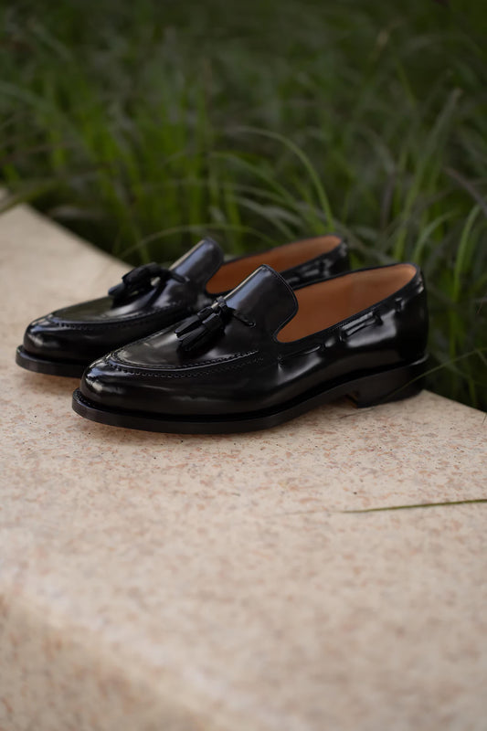Handmade Black Tassel Loafers for Men | Luxury Leather Dress Shoes | Mens Formal Slip On Shoes | Classic Italian Style Tassel Loafers