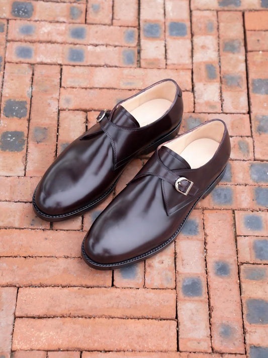 Handmade Brown single Monk leather Shoes Mens leather shoes, wedding shoes