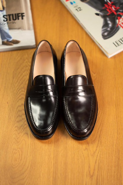 Handmade Black Penny Loafers for Men | Luxury Leather Loafers | Mens Slip On Dress Shoes | Classic Formal Shoes | Italian Style Loafers