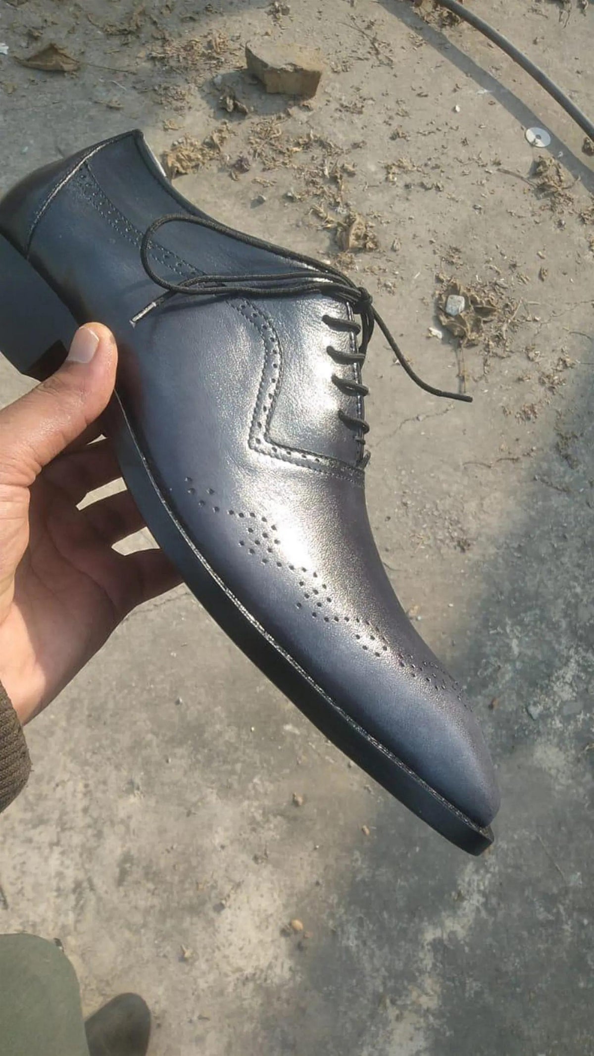 Handmade Men's Gray Oxford Brogue Leather Shoes | Luxury Formal mens Dress Shoes | wedding footwear