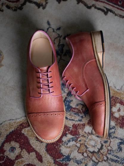 Handmade Brown Cap Toe Derby Shoes | Leather Dress Shoes | Wedding Groom Shoes | Lace Up leather shoes men