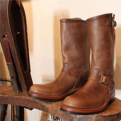 Handmade Brown Leather Engineer Boots | Vintage Motorcycle Boots