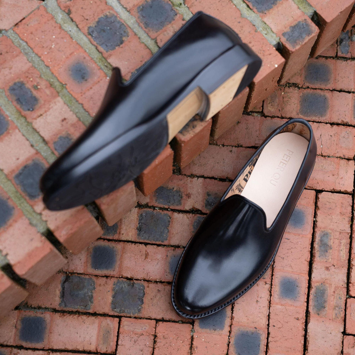 Black mens Loafers | Handmade Leather Shoes men | Plain Toe Formal Wedding leather Loafers
