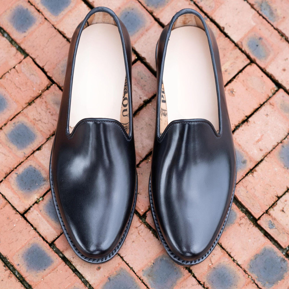 Black mens Loafers | Handmade Leather Shoes men | Plain Toe Formal Wedding leather Loafers