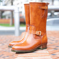 mens Engineer Boots | Handmade Leather Motorcycle Boots | Tall Biker Boots with Buckle Straps