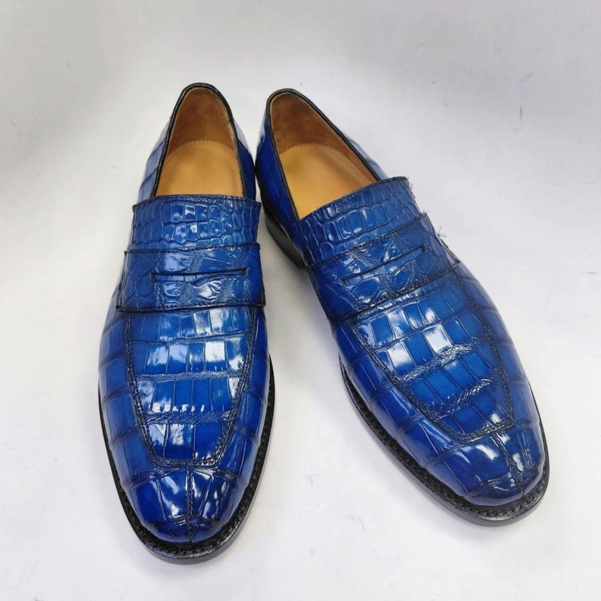 Handmade Alligator shoes Embossed Loafers for Men | Crocodile Pattern Leather mens Dress Shoes |  Slip On shoes Penny Loafers