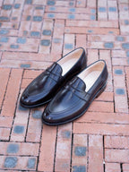 Handmade Black and Brown Penny Loafers for Men | Leather Slip On Dress Shoes | Formal Wedding Loafers