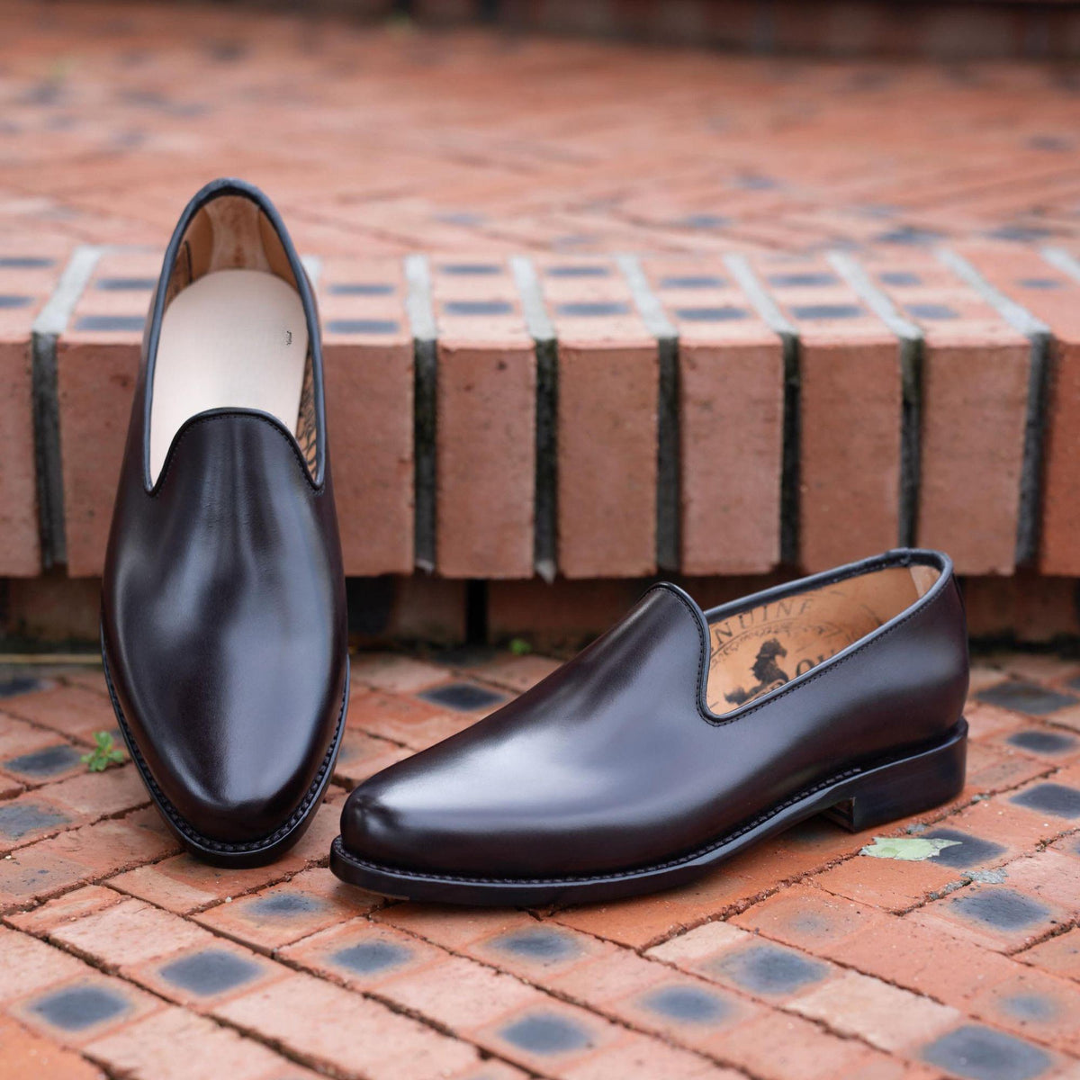 Handmade Leather Loafers for Men | Dark Brown Plain Toe Slip On Shoes | Formal Wedding Dress mens Loafers