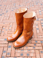 mens Engineer Boots | Handmade Leather Motorcycle Boots | Tall Biker Boots with Buckle Straps