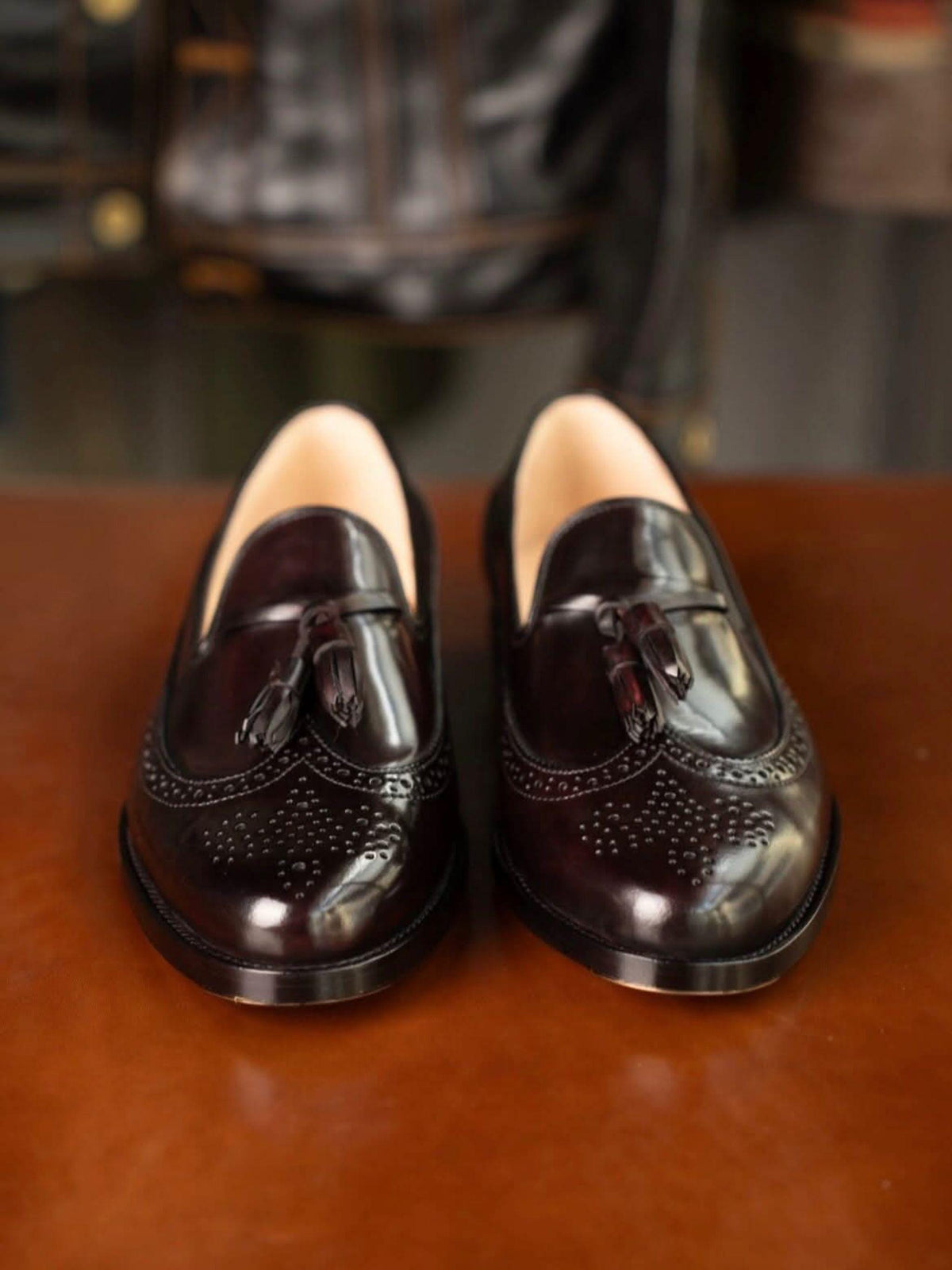 handmade tassel loafers men burgundy | slip on mens dress shoes | wedding leather loafers