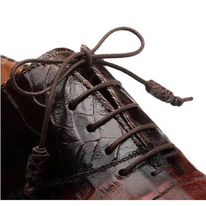 Handmade Brown Crocodile Embossed leather  mens Oxfords Shoes, Vintage Lace Up mens Dress Shoes, Wedding Oxfords