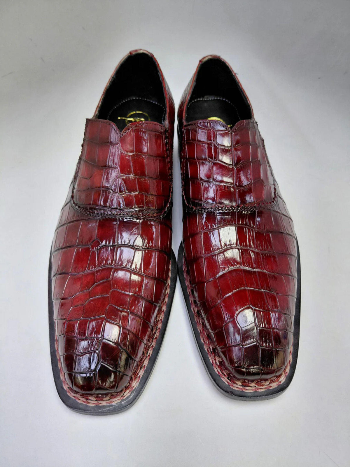 Handmade Alligator shoes  Embossed Leather Loafers, Croc Pattern Slip On mens Dress Shoes, Square Toe Formal Shoes, leather Shoes men