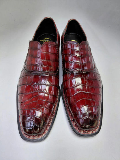 Handmade Alligator shoes  Embossed Leather Loafers, Croc Pattern Slip On mens Dress Shoes, Square Toe Formal Shoes, leather Shoes men