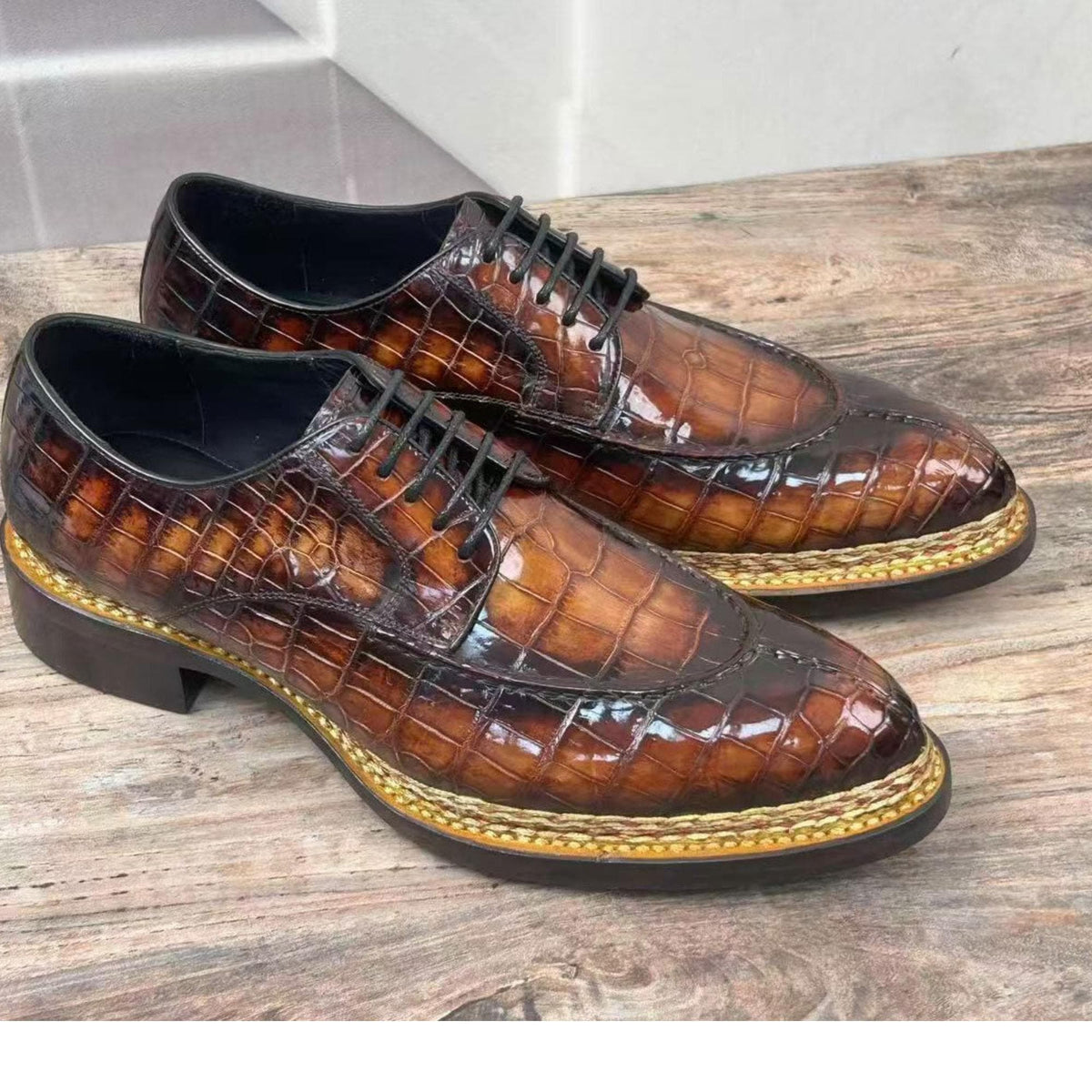 Handmade alligator shoes Embossed Leather mens Dress Shoes | Men’s Oxfords