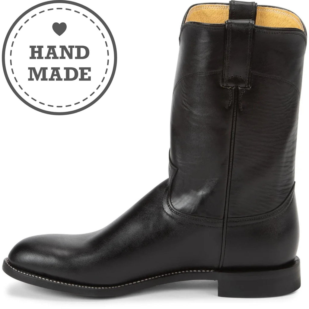 Black Leather Cowboy Boots | Handmade Western Boots | Unisex Roper Boots