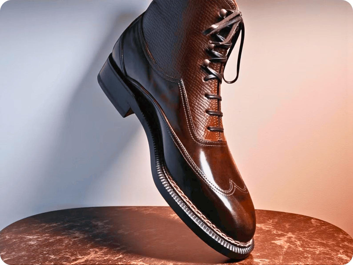 Handmade Men's Brown Genuine Leather Boots – Lace Up Ankle Dress Boots, gift for him