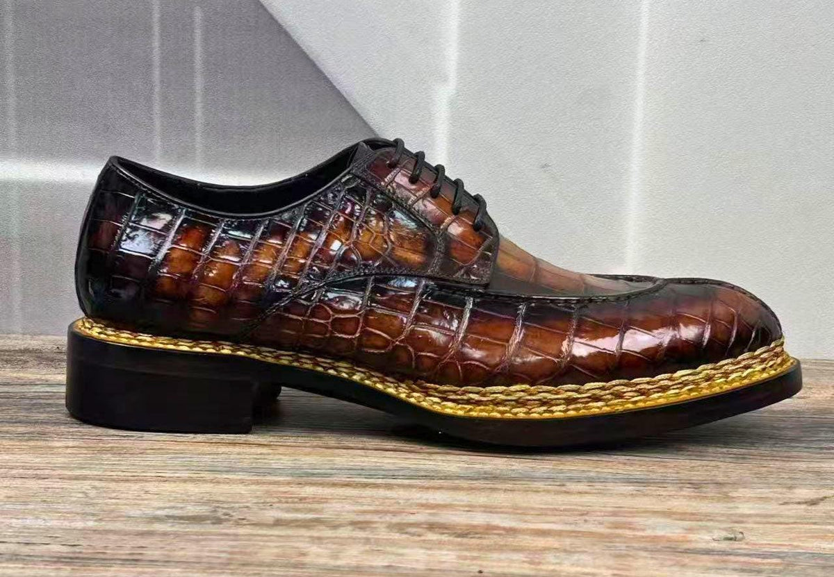 Handmade alligator shoes Embossed Leather mens Dress Shoes | Men’s Oxfords