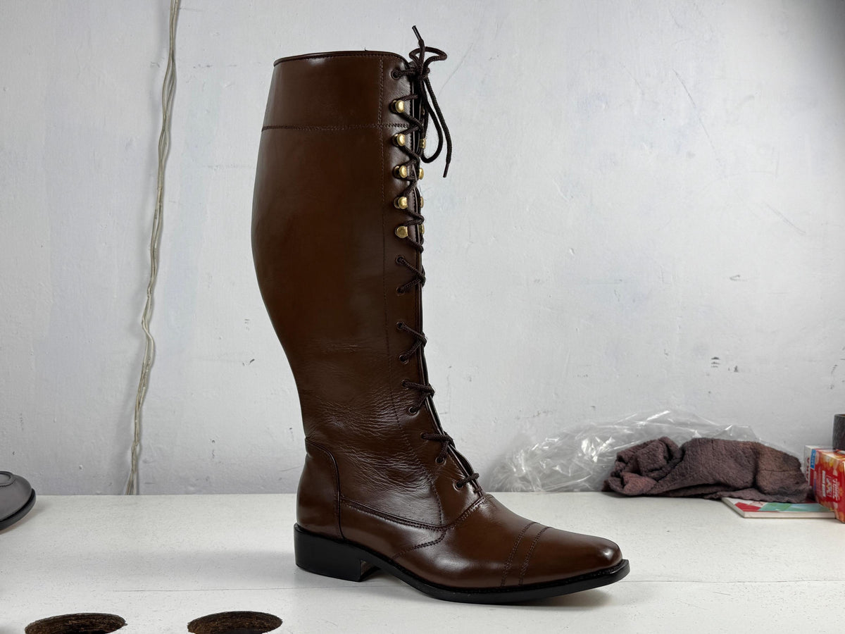 Knee High Boots | Handmade Tall Leather Boots | women Horse Riding Boots with 16 inches shaft