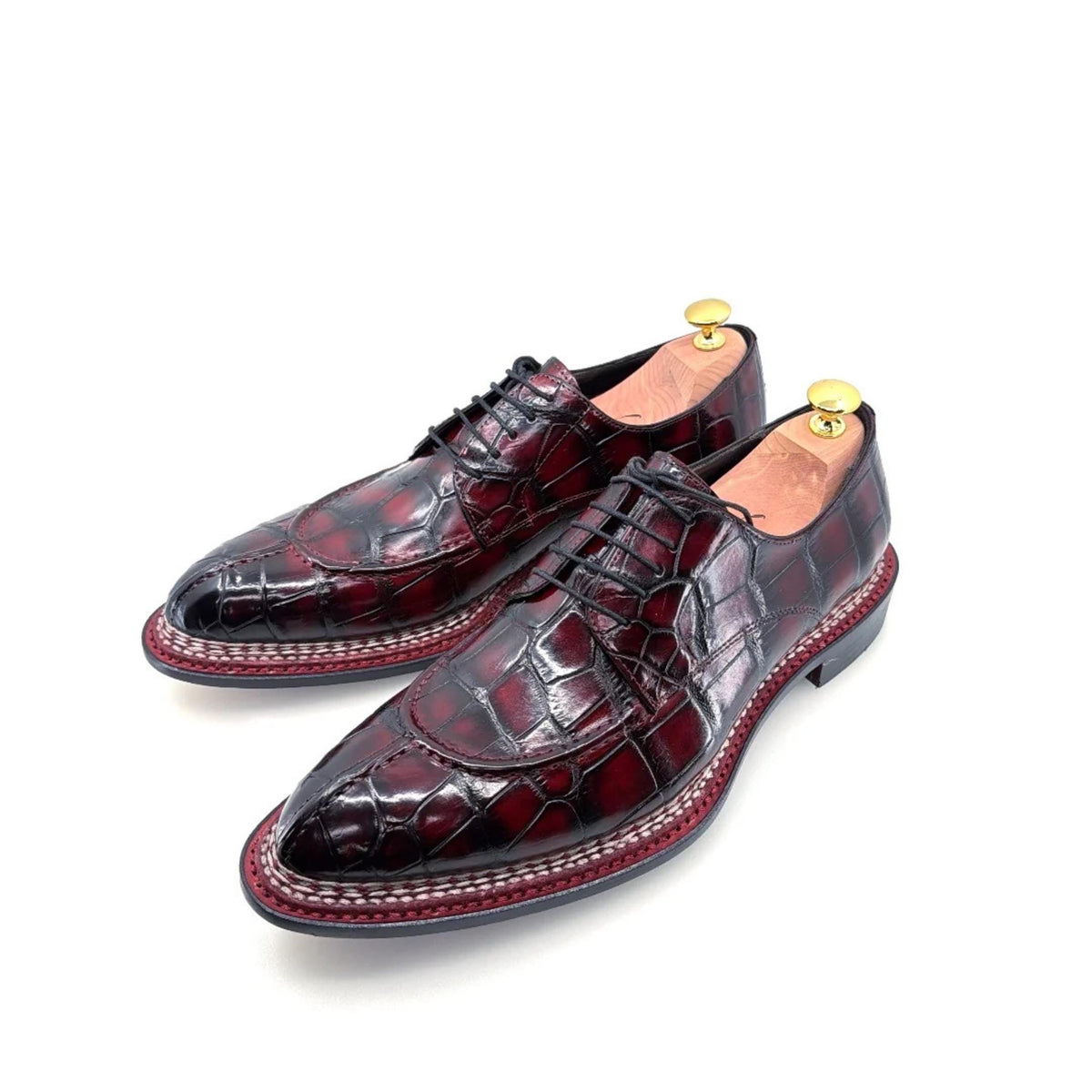 Handmade  Embossed Leather  Alligator Derby Shoes | Formal Oxford  Shoes | Custom mens Dress Shoes | Signature Collection