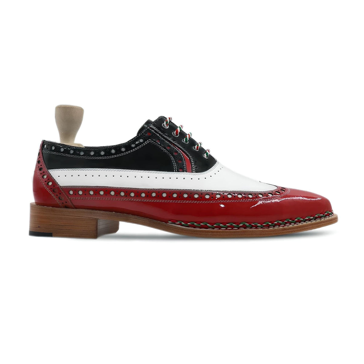 Handmade Tricolour Patent Leather Oxford Shoes |  Goodyear Welted mens Dress Shoes | Formal Wedding Shoes | Custom made