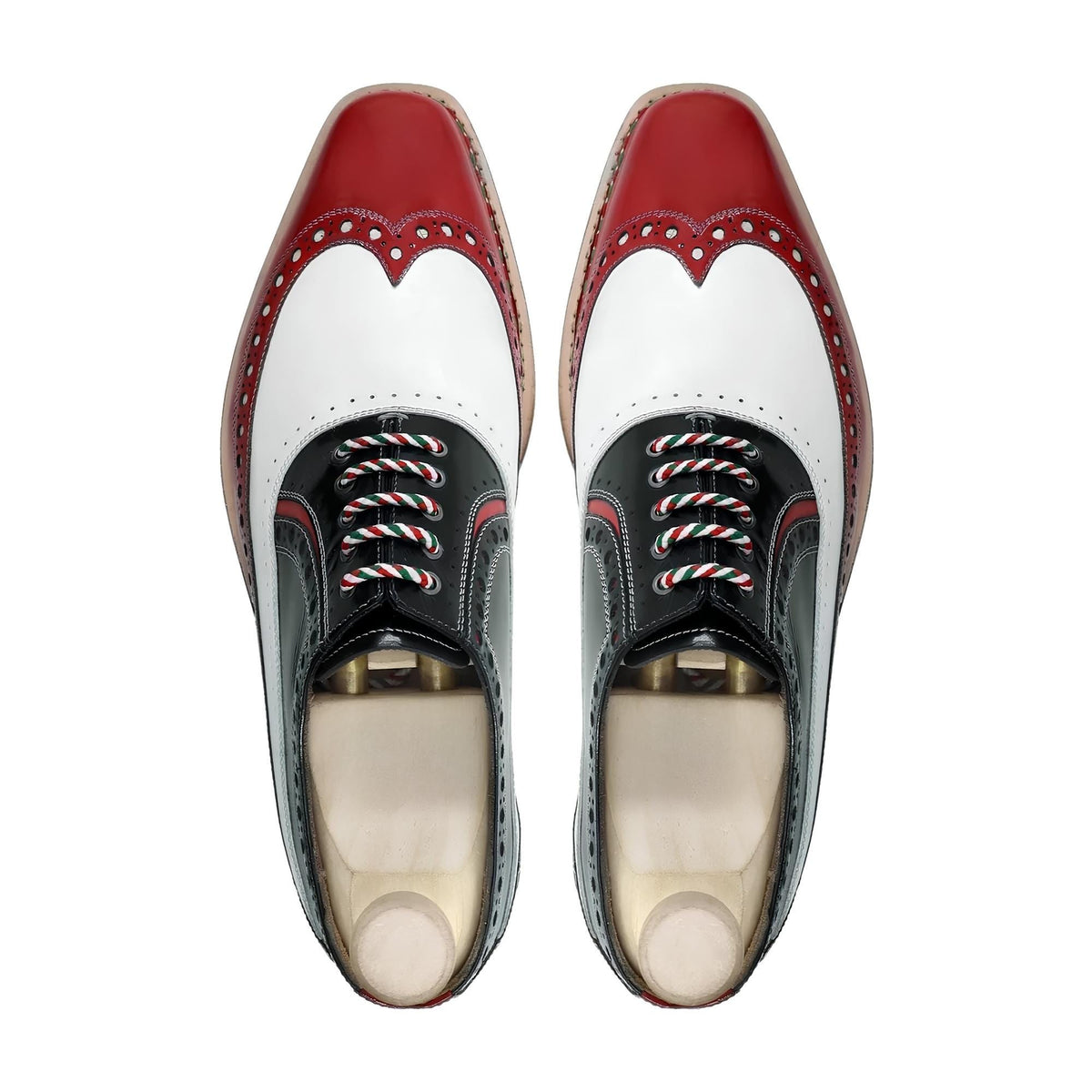 Handmade Tricolour Patent Leather Oxford Shoes |  Goodyear Welted mens Dress Shoes | Formal Wedding Shoes | Custom made