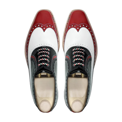 Handmade Tricolour Patent Leather Oxford Shoes |  Goodyear Welted mens Dress Shoes | Formal Wedding Shoes | Custom made
