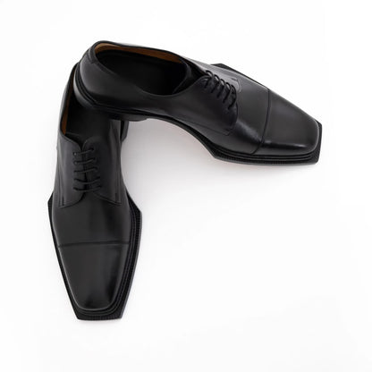 Handmade Black Calf Leather Cap Toe Oxford Shoes | Men's Formal Dress Shoes | Italian Style | Signature Collection