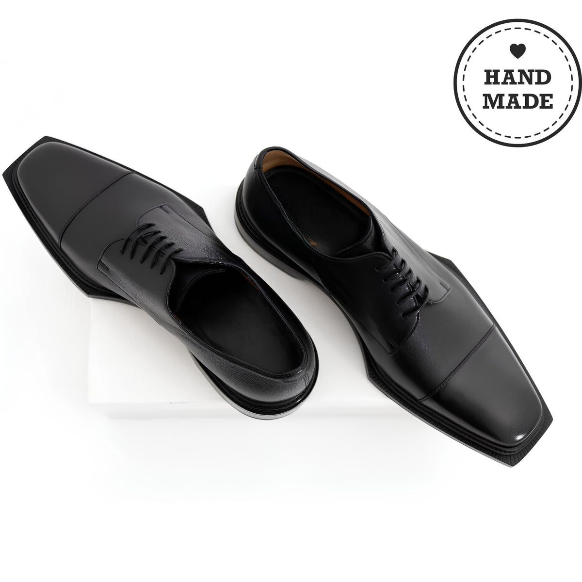 Handmade Black Calf Leather Cap Toe Oxford Shoes | Men's Formal Dress Shoes | Italian Style | Signature Collection