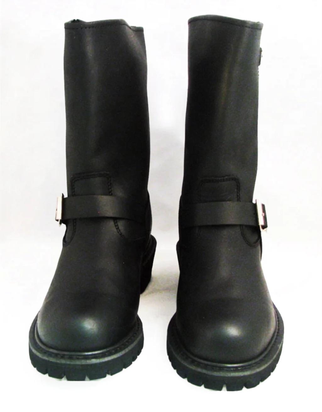 Handmade Engineer Boots for Men | Full Grain Black Leather Motorcycle Boots | Biker Boots with High Heel