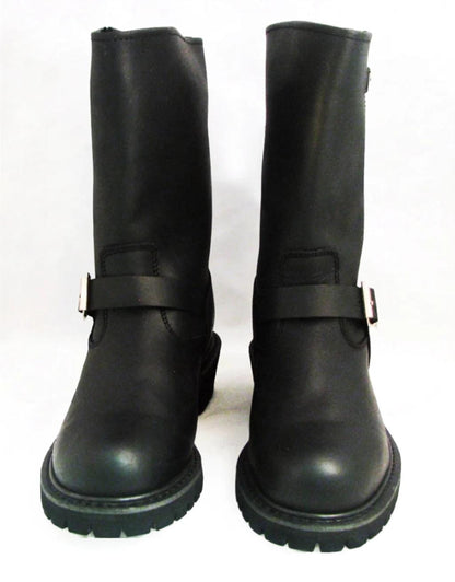 Handmade Engineer Boots for Men | Full Grain Black Leather Motorcycle Boots | Biker Boots with High Heel