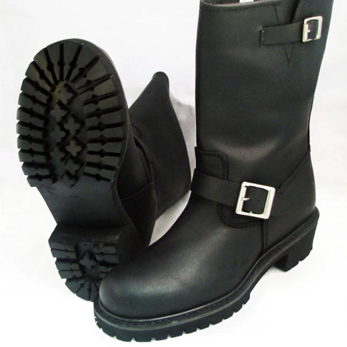 Handmade Engineer Boots for Men | Full Grain Black Leather Motorcycle Boots | Biker Boots with High Heel